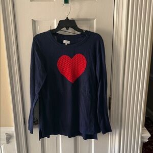Crown & Ivy Navy Sweater with Red Heart